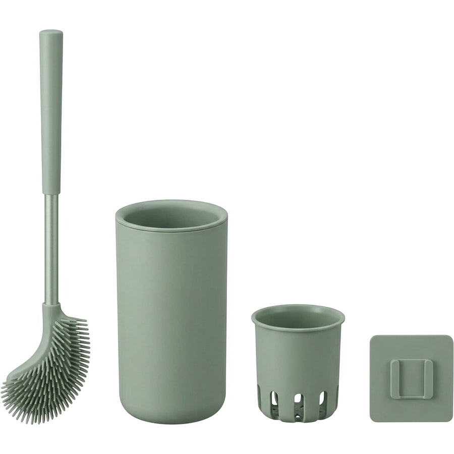 Zflos Curved-Rim Silicone Toilet Brush with Dual-Mount Base Sage