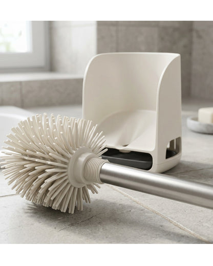 Zflos Replaceable Dome Silicone Toilet Brush Set with Drain Base White - Detail view