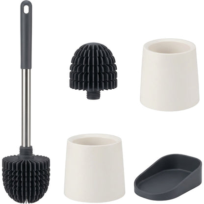 Zflos Replaceable Dome Silicone Toilet Brush Set with Drain Base White - Product view